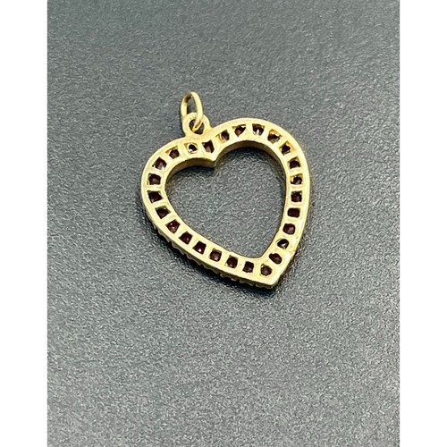 14K Yellow Gold and Round Red Garnet Open Heart Pendant Charm 2.7 Grams - Picture 6 of 10