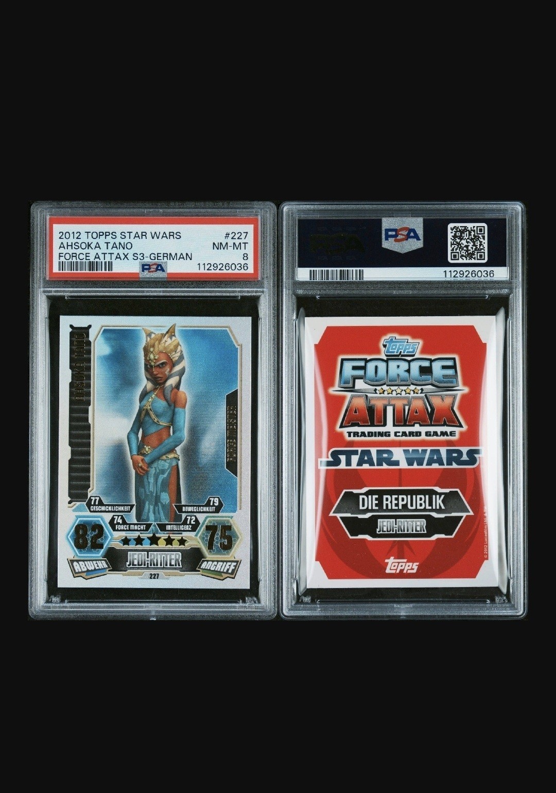Force Attax Star Wars Clone Wars Serie 3 Ahsoka Tano Force Meister PSA 8 grados