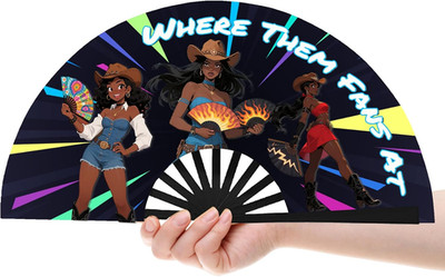 13 Inch Line Dance Popping Fan, Where Them Fans at Clack Fan, Large Festival Fol