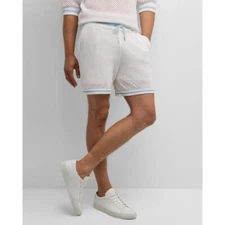 SER.O.YA The Bruce Crochet Shorts in White Pink Blue Small Mens
