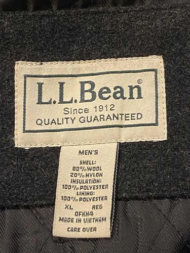 L.L. BEAN Wool Coat Jacket Insulated Gray Thinsulate Quilt Lined Mens XL OFKH4 - Picture 10 of 10