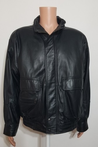 Members Only Soft Genuine Leather Black Motorcycle Bomber Zip Jacket Size Large - Picture 2 of 12