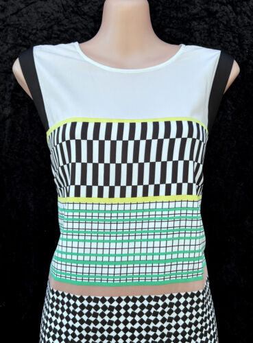 COUNTRY ROAD Geometric Pattern Shift Dress Sheer Neckline sz 12 - Picture 7 of 13