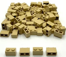 Lego 100 New Tan Bricks Building Blocks 1 x 2 Stud Parts