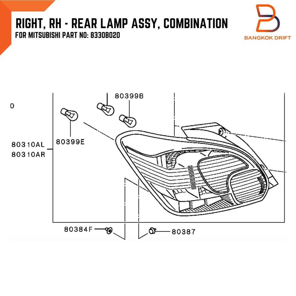 RH RIGHT LED TAIL LAMP REAR LIGHT FOR MITSUBISHI MIRAGE HATCHBACK A03A 16-19 - Image 2 of 4