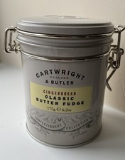 CARTWRIGHT & BUTLER - CREAM COLOURED AIRTIGHT STORAGE TIN - GINGERBREAD FUDGE