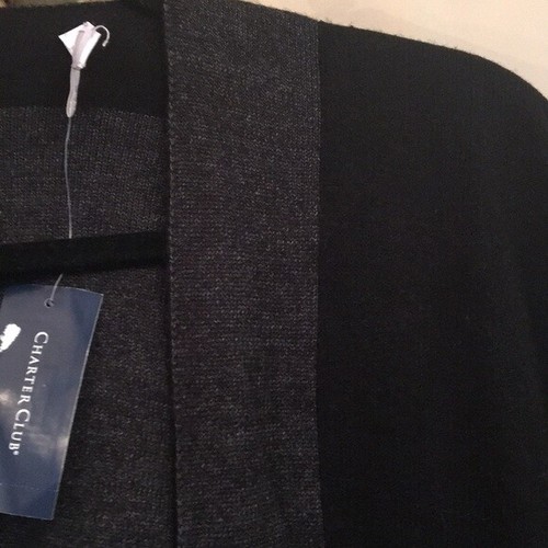Charter club black grey sweater shawl wrap NWT - Picture 2 of 3