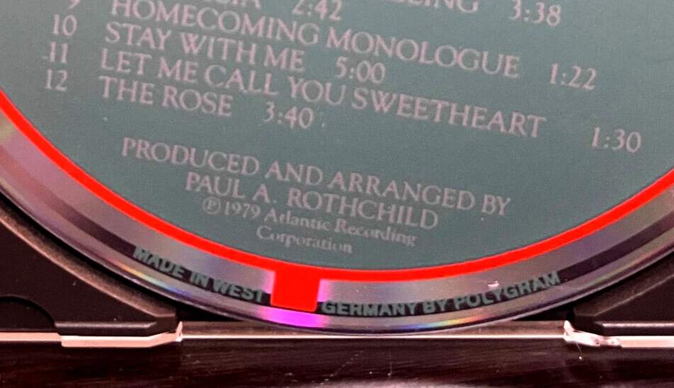 BETTE MIDLER - The Rose Soundtrack (West Germany) - Compact Disc CD - EX Cond. Foto 4 de 4