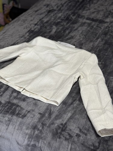 Cream Tweed Goelia Women’s Blazer With Shiny Buttons New With Tags Size XXS - Picture 6 of 8