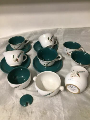 Denby/Langley/Lovatts Stoneware Green Cups&Saucers