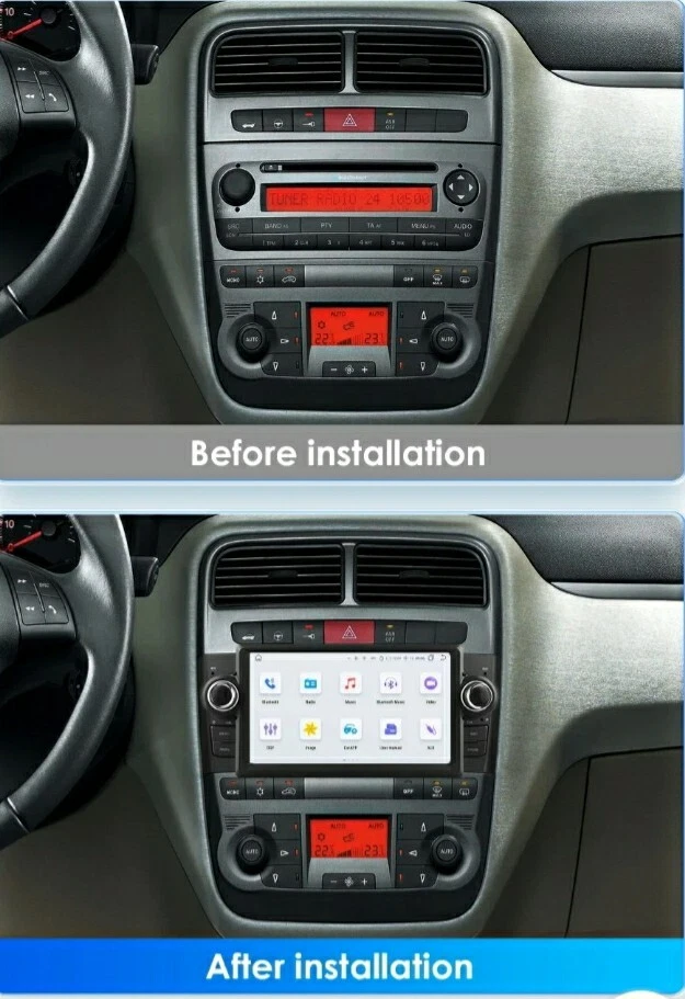 Autoradio Android per Fiat punto 2007-2012 Carplay Android Auto GPS Navi - Immagine 2 di 4