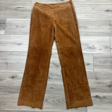 Vtg NOS Madison Studio Leather Suede Flare Bootcut Y2K 90s Pants Tan Size 12 NWT