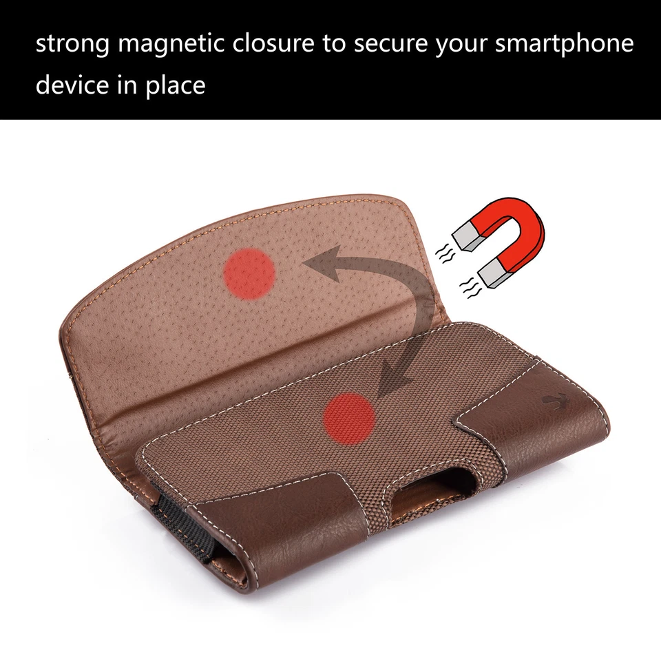 Funda de cuero horizontal con clip para cinturón para teléfono celular iPhone Foto 3 de 4