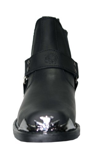 New Grinders Eagle Lo Black Unisex Leather Boot Cowboy Western Bikers High Boots image 5