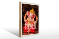 Holzschild Reise 30X40 Cm Indien Skulptur Ganesha Hindu Deko