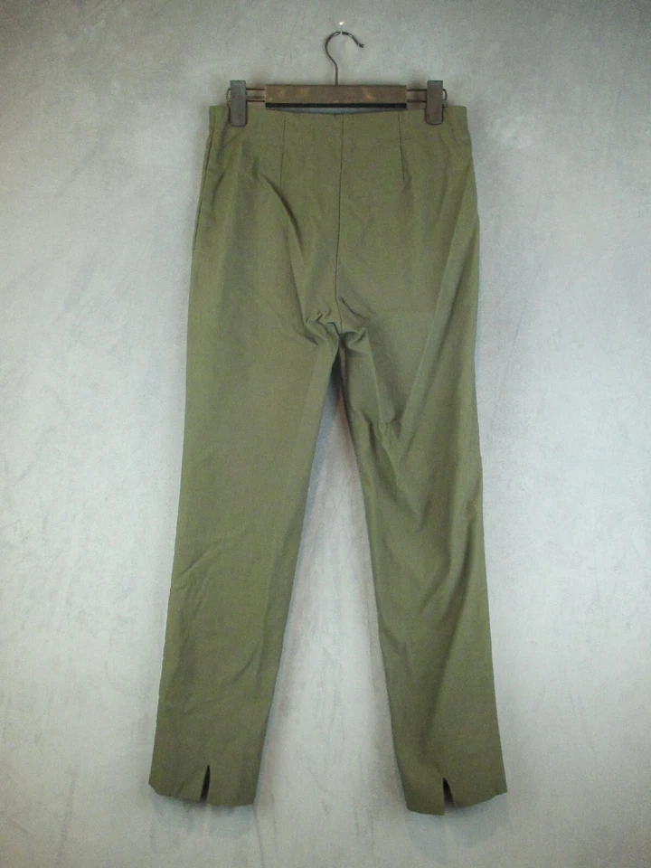 Pantalones Sara Campbell para mujer pequeños verdes Sheri cintura elástica muesca tobillo Foto 3 de 4