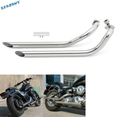 Polish Full Exhaust Pipe Silencer for YAMAHA V Star 650 Dragstar XVS650 XVS400
