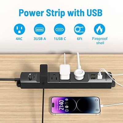 TROND Prime II 4-outlet Mountable Surge Protector Power Strip With  