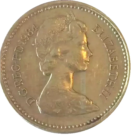 1984 年一枚硬币伊丽莎白二世女王硬币,带 UPSIDE DOWN ENGRAVING ON RIM。 — 第 2/3 张图片