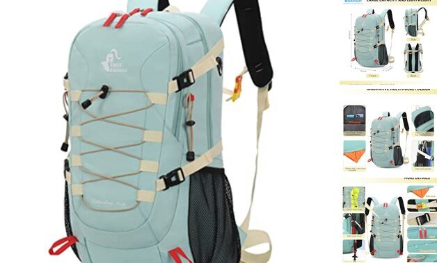 40L Waterproof Hiking Backpack with Rain Cover in Milk Green for Outdoor Sports  