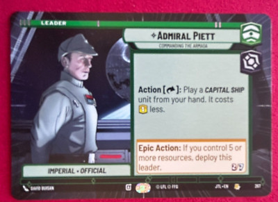 STAR WARS UNLIMITED TCG JUMP TO LIGHTSPEED HYPERSPACE RARE: ADMIRAL PIETT