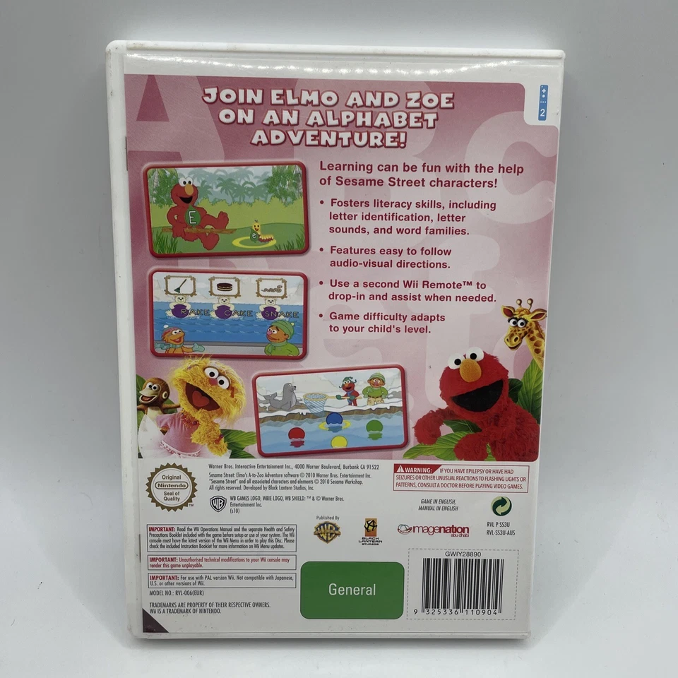 Wii Sesame Street Elmo’s A To Zoo Adventure Nintendo Wii Free Fast Post Aus Foto 2 de 3