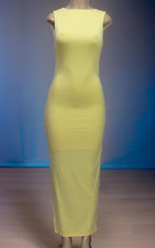 Shein Women's Maxi Dress Stretch Sleeveless Yellow Size S BIN