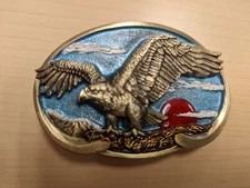 The Great American Buckle Co.  Eagle Flying Vintage 1988 Belt Buckle  #1864 USA
