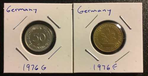 1976 German Pfennig 10 & 50 Coins Lot: 2 - Vintage German Coins