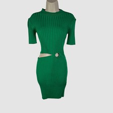 $1950 Stella McCartney Women's Green Cutout Gathered Ring Knit Mini Dress Sz 42