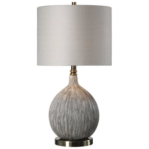 Uttermost Hedera Ceramic Metal Fabric Table Lamp in Textured Ivory/Light Beige - Picture 1 of 8