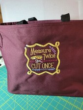 Tote -Burgundy- Embroidered Sewing Theme - Me...