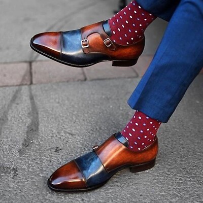 Zapato de negocios hecho a mano a medida, zapatos de cuero de dos