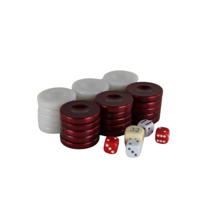 Acryl Red Pearl Backgammon Figuren 36 mm