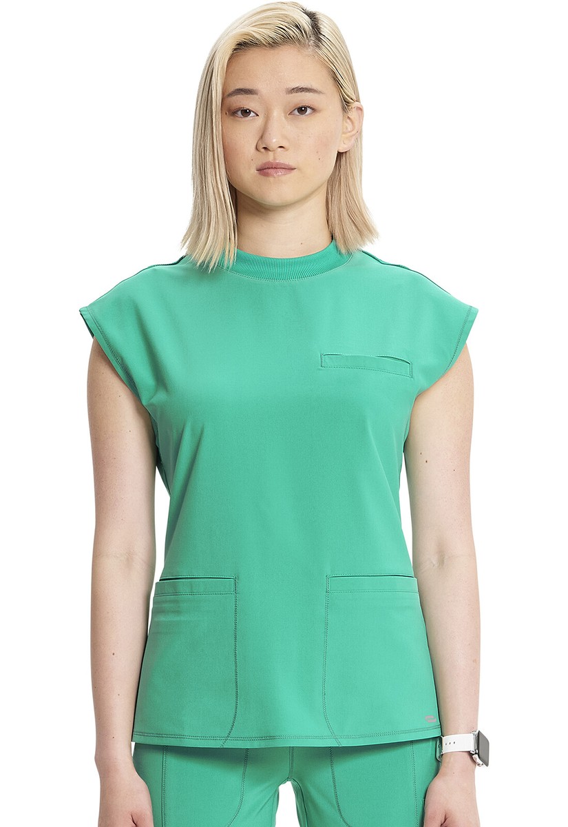 Palm Leaf Cherokee Scrubs Infinity Mock Neck Top CK742A PLLF | eBay