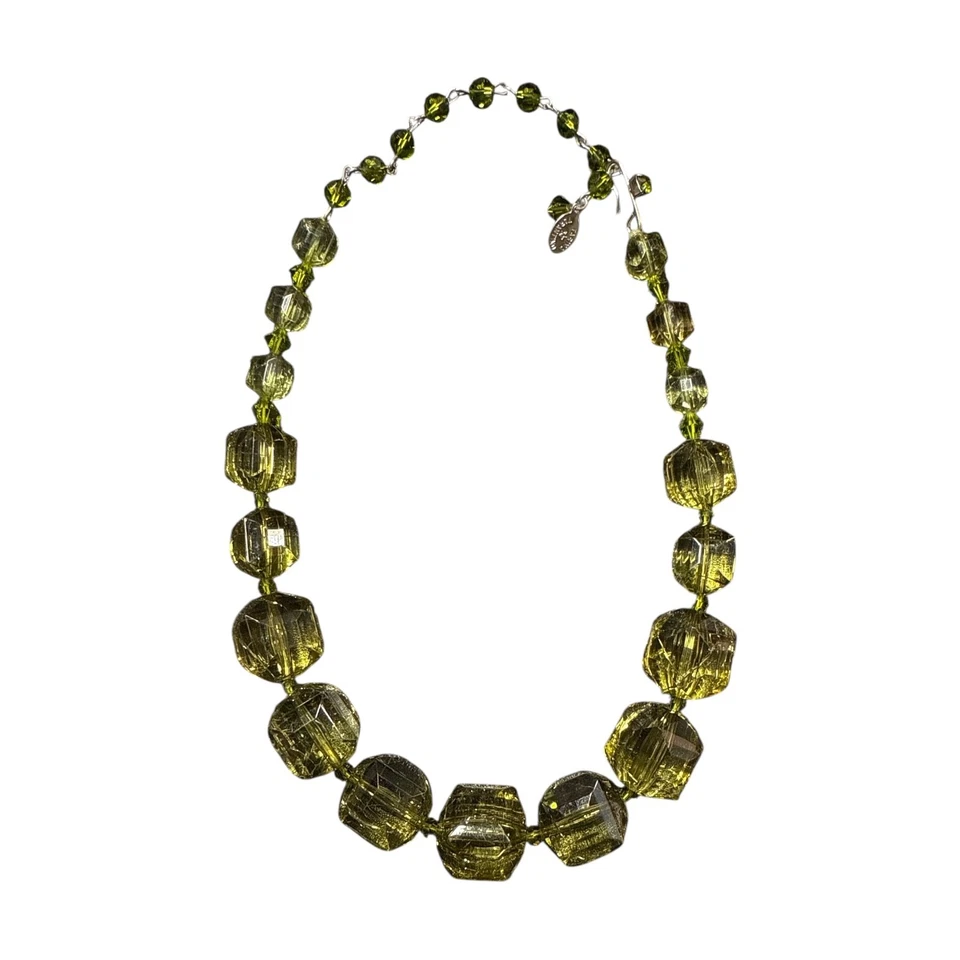 TARINA TARANTINO винтажный прозрачный зеленый квадратный LUCITE кристалл ошейник ожерелье TT465 - Изображение 2 из 2