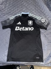 adidas Aston Villa Betano Black Short Sleeve Soccer Jersey, Polyester, Size S