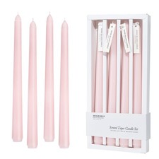 4 PCS Pink Taper Candles 10 Inch Baby Pink Soy Wax Citrus Scented Candle Set
