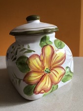 Biscottiera in ceramica Fiorì gialli bianchi e lilla