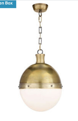 Visual Comfort Thomas O Brien  Hicks  2-Light Pendant, Hand-Rubbed Antique Brass