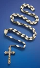 Vintage Catholic Geometric White Milk Glass Rosary, Silver Tone Crucifix