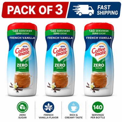 Coffee mate French Vanilla Zero Sugar Powder Creamer 10.2 oz Pack of 3