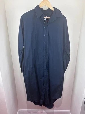Vestido camisero para mujer COS EU 38 UK 10 azul marino algodón de gran tamaño con cinturón midi nuevo sin etiquetas - Imagen 1 de 4