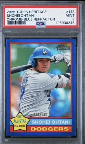 2025 Topps Heritage - Shohei Ohtani #148 Chrome Blue Border /150 PSA 9