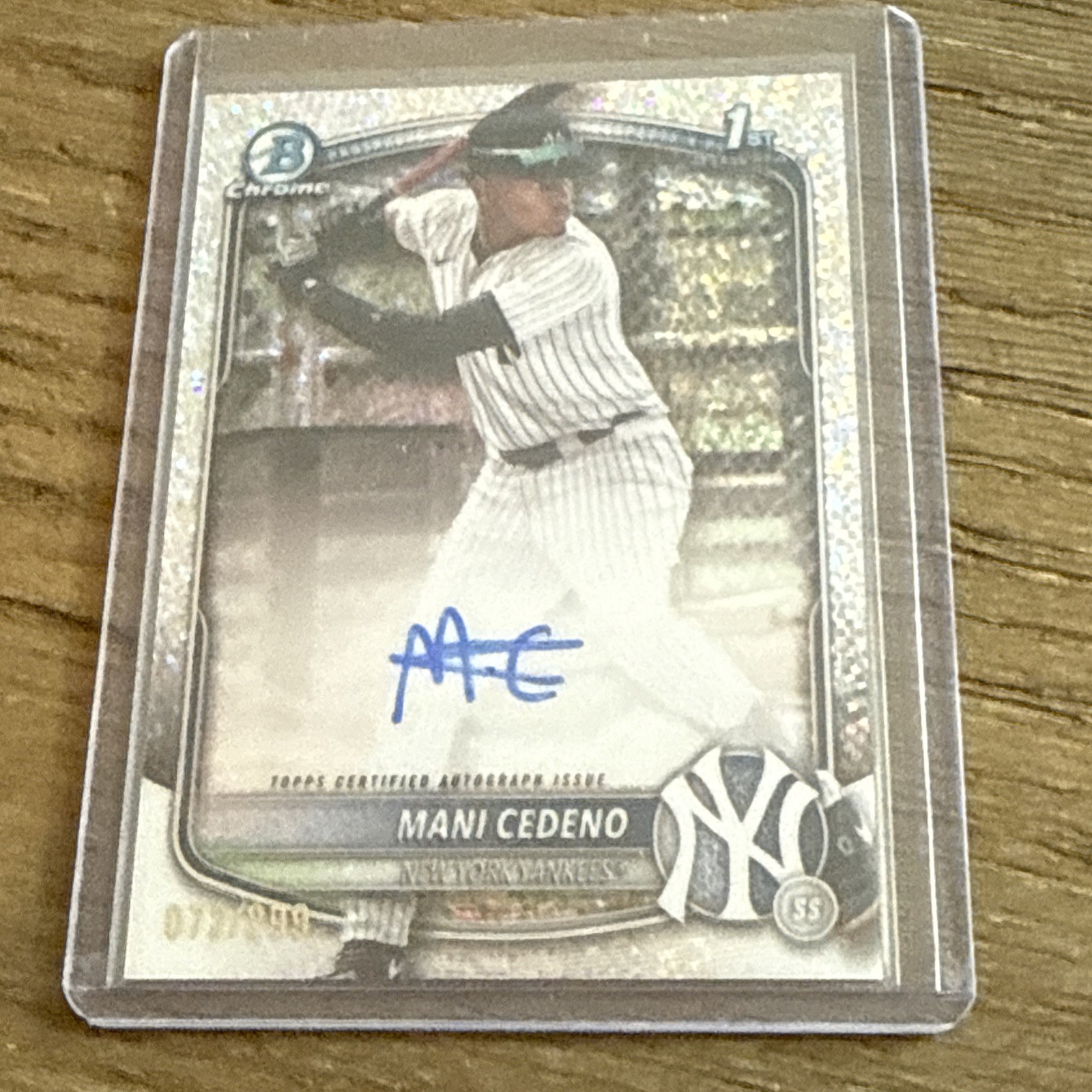 2025 Bowman Chrome Mani Cedeno 1st Sparkle Auto  /299 Yankees SP