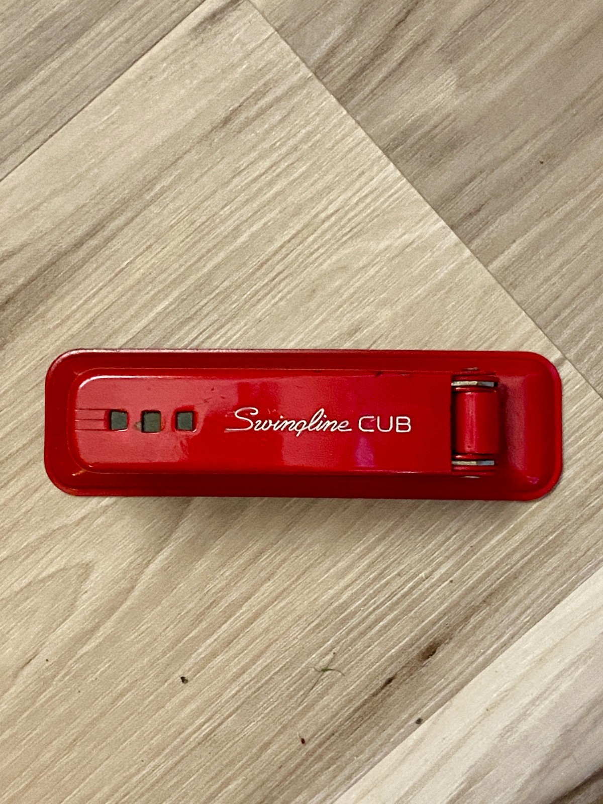 Swingline Cub Stapler 5 1/4" Long Vintage Red Metal Made In USA Retro Desk MCM