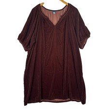 Old Navy Velvet Mini Shift Dress XL Raisin Brown Romantic Puff Sleeve Romantic