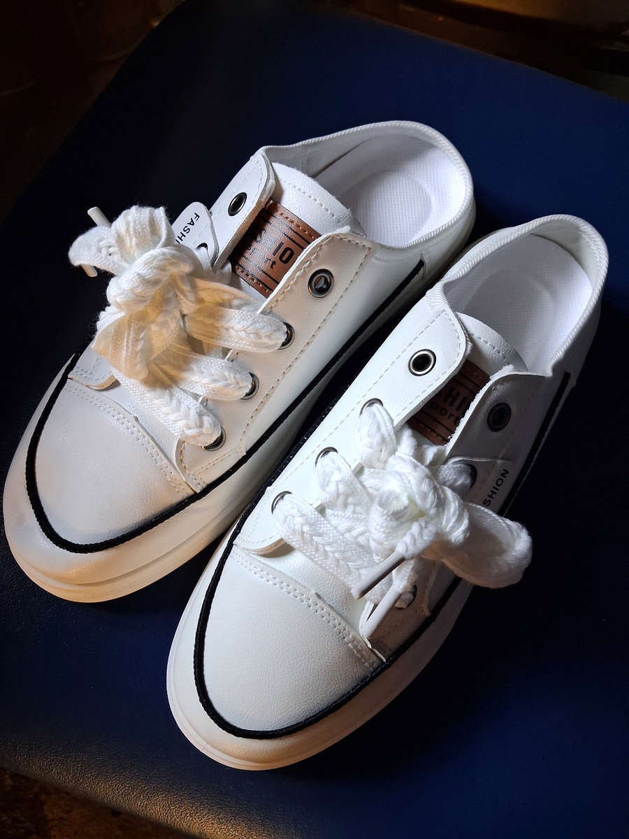 tolle weiße Damen-Sneaker Gr 41, zum Binden, hinten offen -NEU