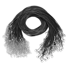 100 Pack 18" Waxed Necklace Cord, 1.5mm Bracelet Cord with Lobster Clasp[Black]
