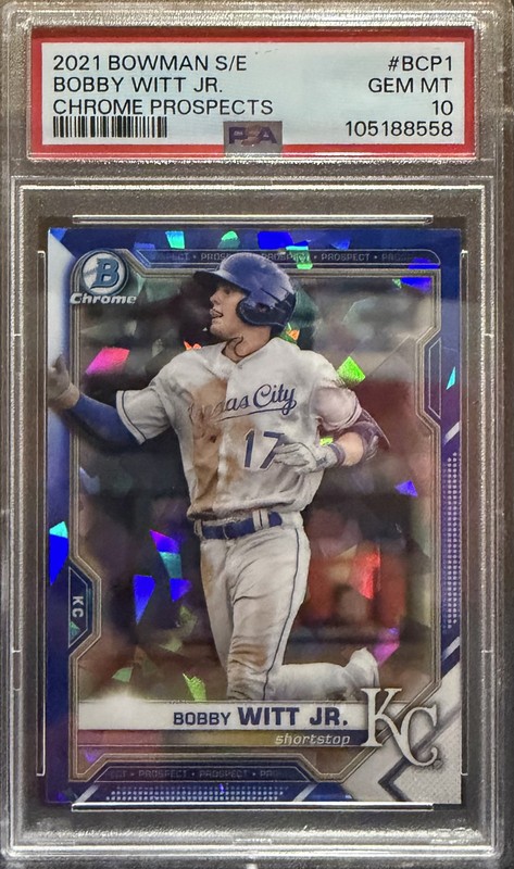 2021 Bowman Sapphire Edition - Chrome Prospects Bobby Witt Jr.  (RC) “PSA 10”